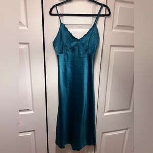 Teal Slip Midi Dress